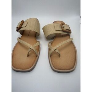 Dolce Vita Sandals Women's Size 9 Beige Woven Buckle Strap Square Toe Slip On Fl